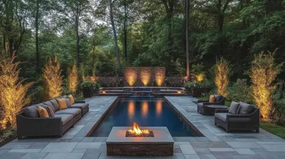 Luxurious outdoor deck with lake view