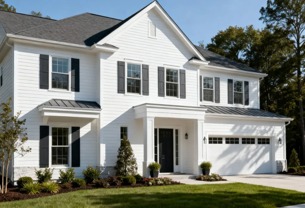 High-end white vinyl siding installation